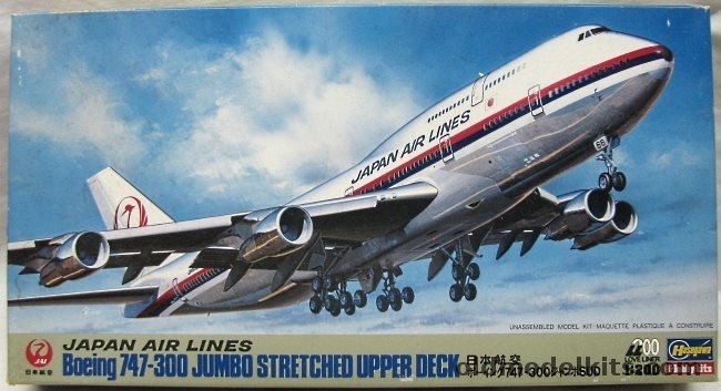 Hasegawa 1/200 Boeing 747-300 Stretched Upper Deck - JAL Japan Air Lines, LD6 plastic model kit